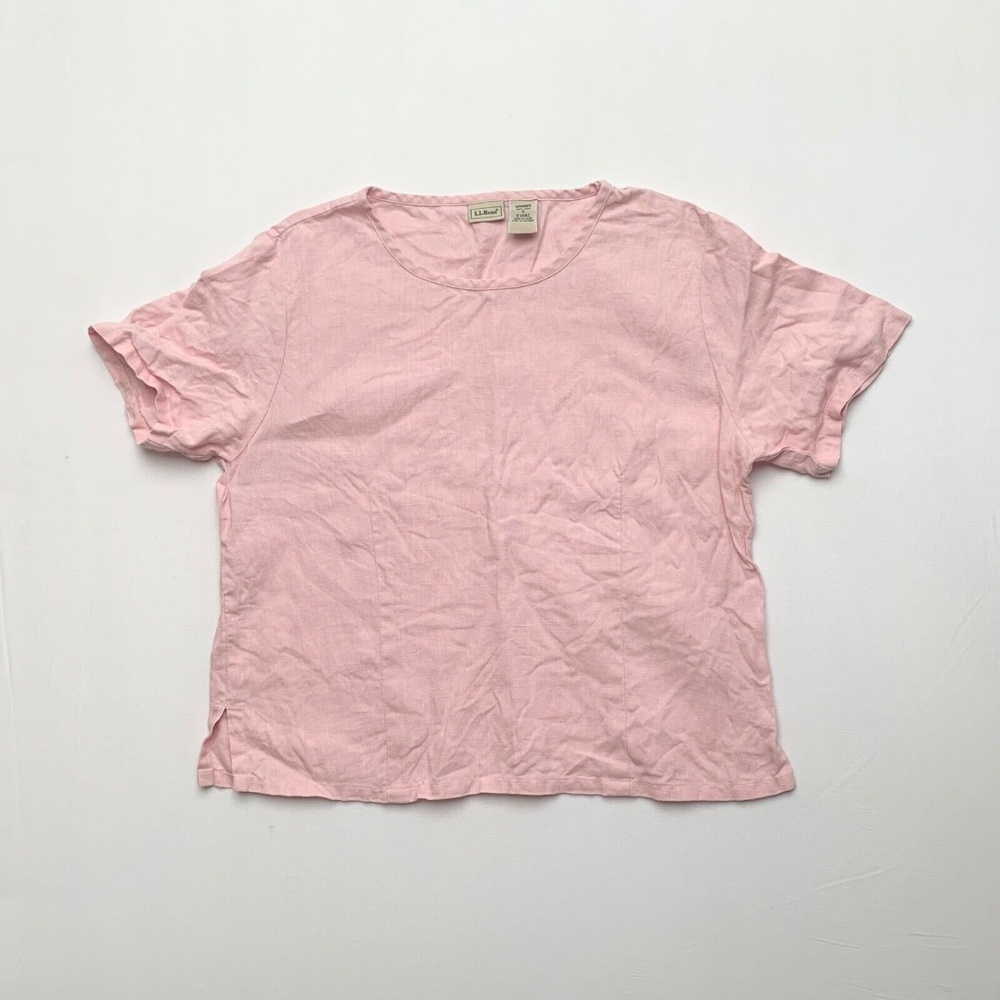 Vintage L.L. Bean Baby Pink 100% Linen Hippie Boho Fairy Grunge Top S M